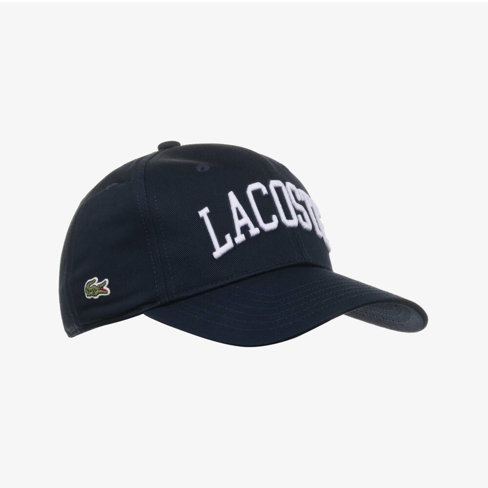 Lacoste-Boys Navy Blue Cotton Logo Cap | Childrensalon