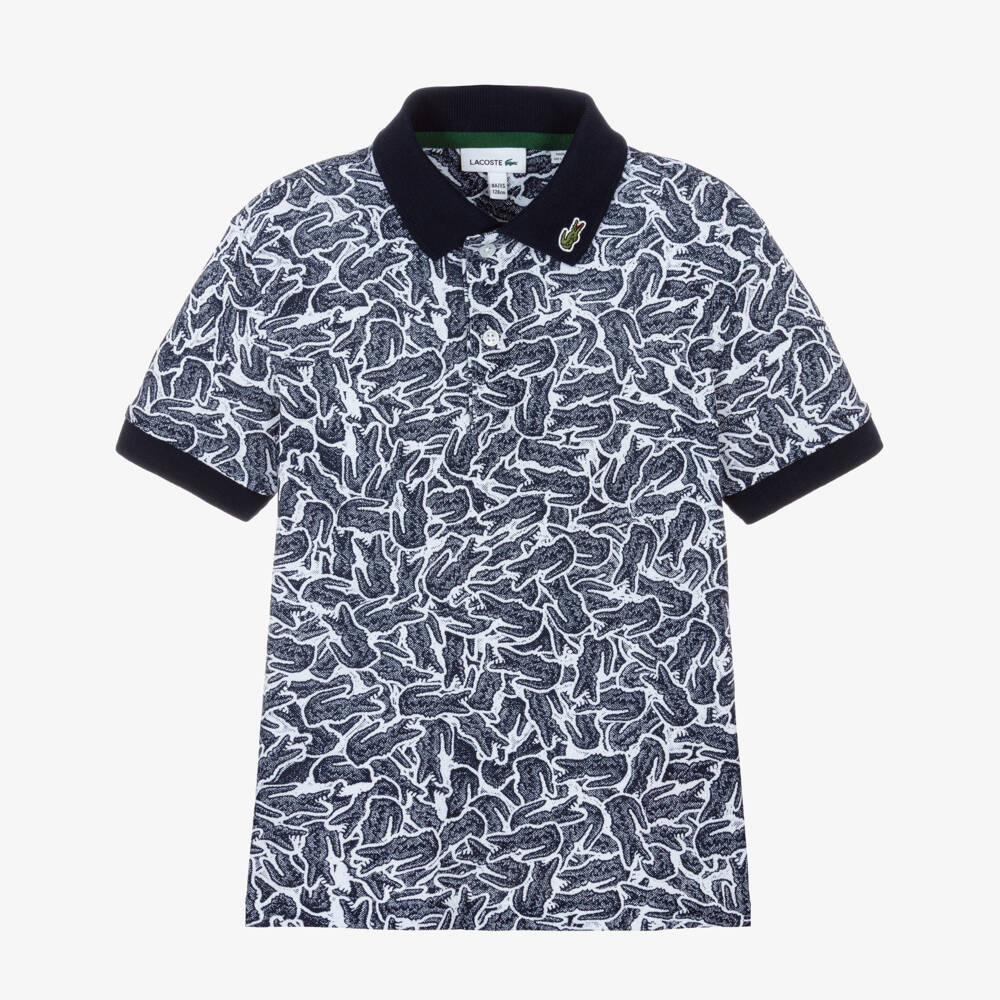 Lacoste-تيشيرت بولو قطن بنقشة شعار التمساح لون كحلي للأولاد | Childrensalon