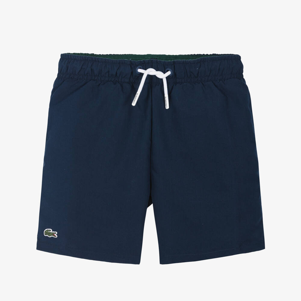 Lacoste-Boys Navy Blue Drawstring Swim Shorts | Childrensalon