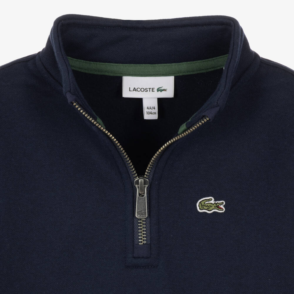Lacoste-Boys Navy Blue Half-Zip Sweatshirt | Childrensalon