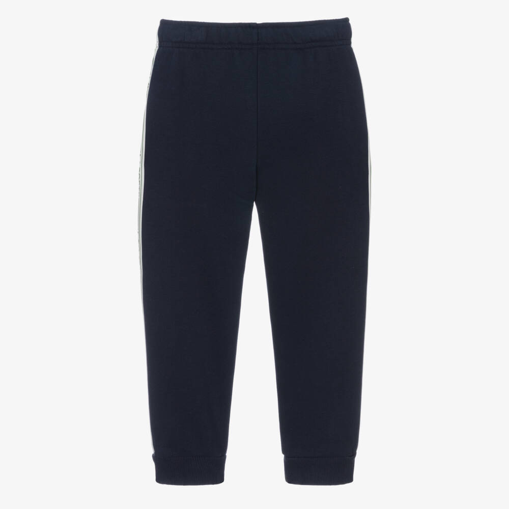 Lacoste-Boys Navy Blue Logo Tape Joggers | Childrensalon