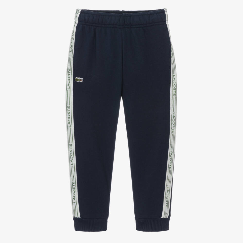 Lacoste-Boys Navy Blue Logo Tape Joggers | Childrensalon