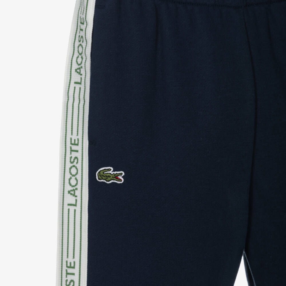 Lacoste-Boys Navy Blue Logo Tape Joggers | Childrensalon