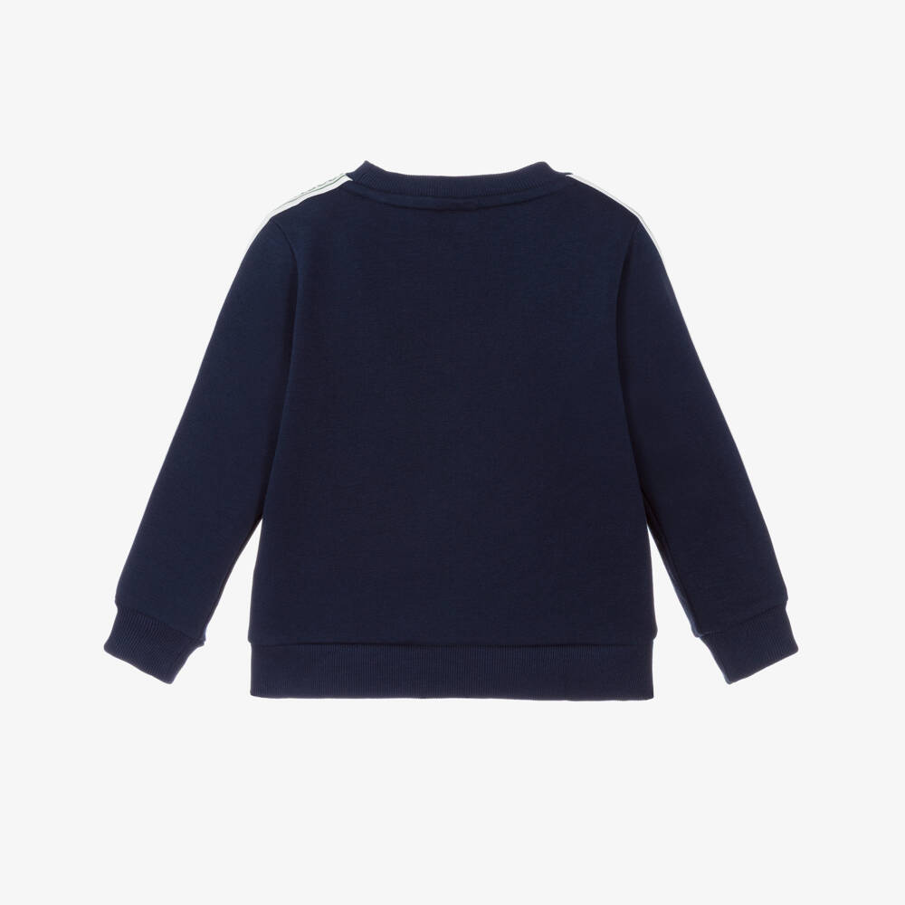 Lacoste-Boys Navy Blue Logo Tape Sweatshirt | Childrensalon
