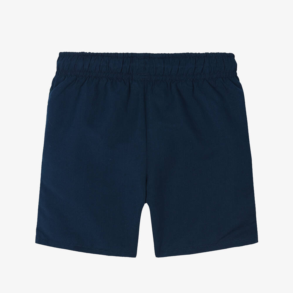 Lacoste-Boys Navy Blue Swim Shorts with White Drawstring | Childrensalon