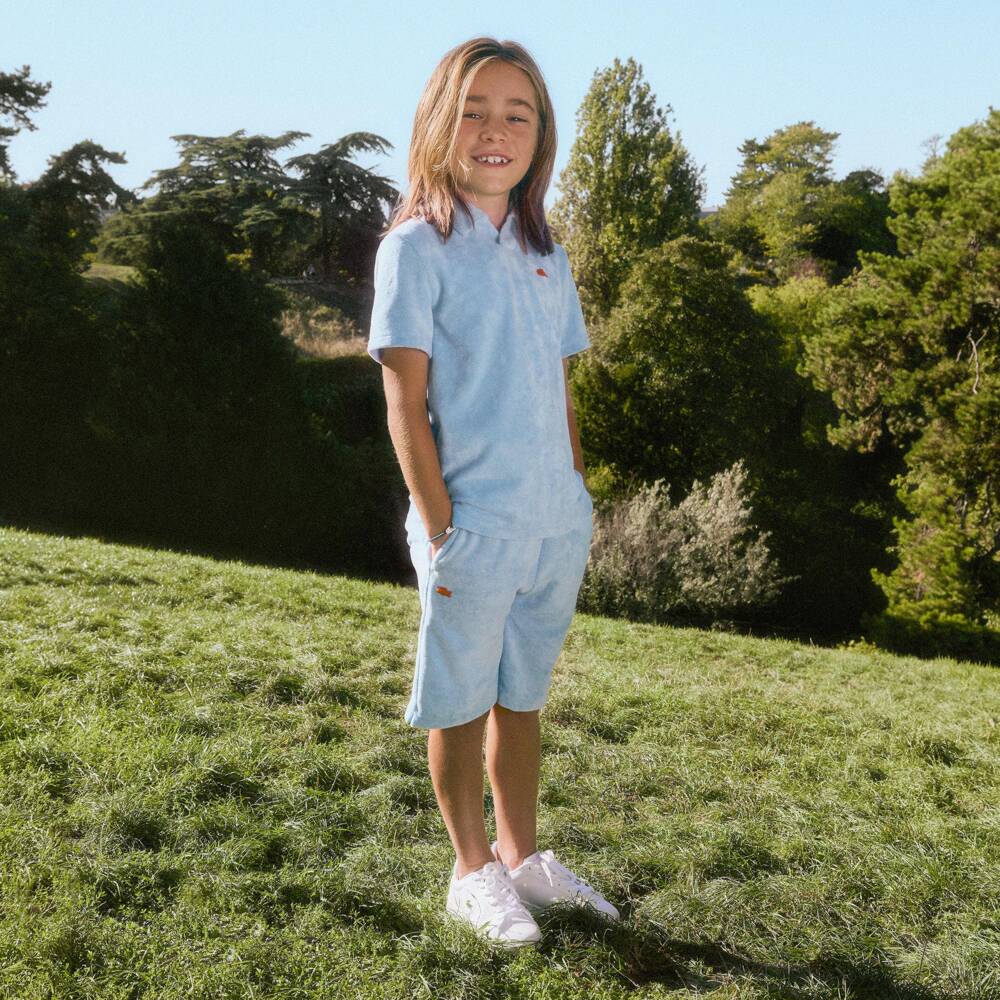Lacoste-Boys Pale Blue Terry Towelling Shorts | Childrensalon
