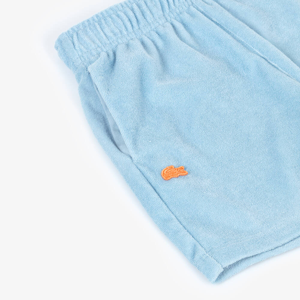 Lacoste-Boys Pale Blue Terry Towelling Shorts | Childrensalon