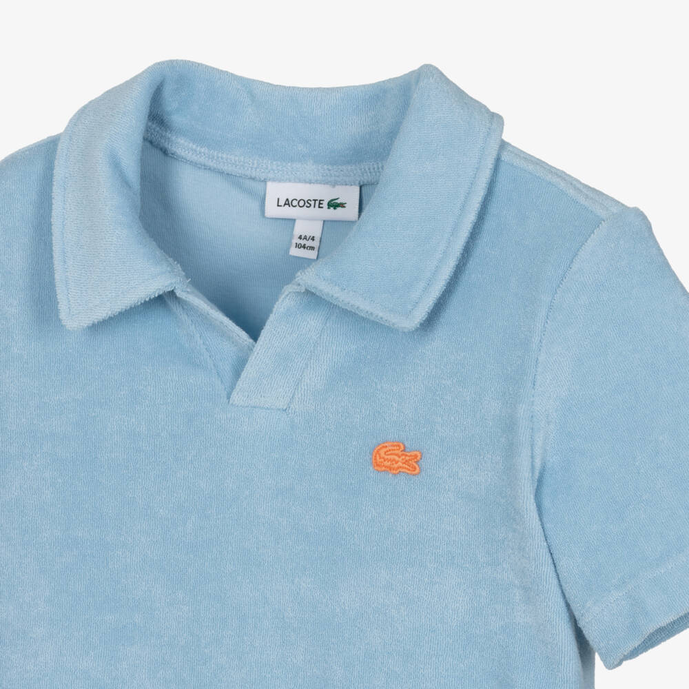 Lacoste-Boys Pale Blue Terry Towelling Top | Childrensalon