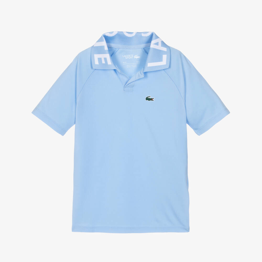 Lacoste-Boys Pale Blue Ultra Dry Polo-Style Shirt with Logo Collar | Childrensalon