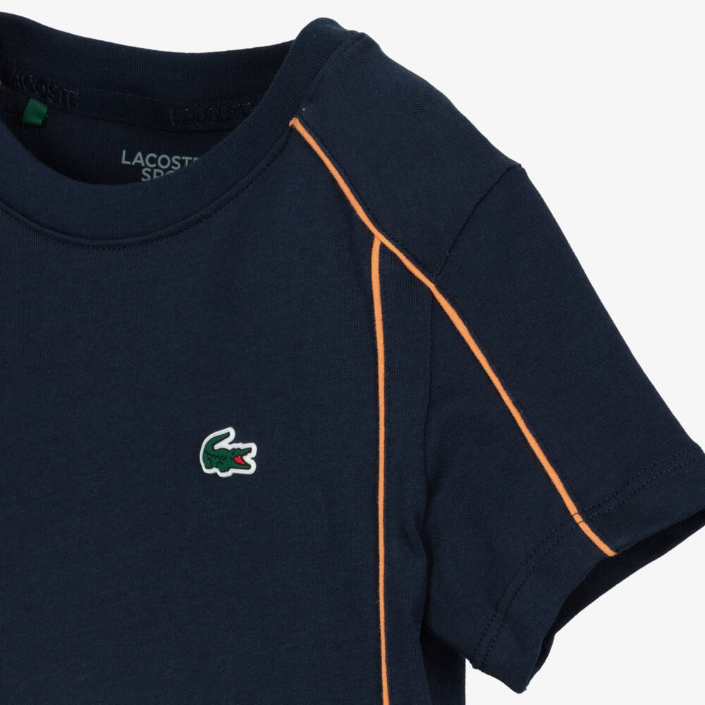 Lacoste-Boys Sporty Navy Blue Ultra Dry Jersey T-Shirt | Childrensalon