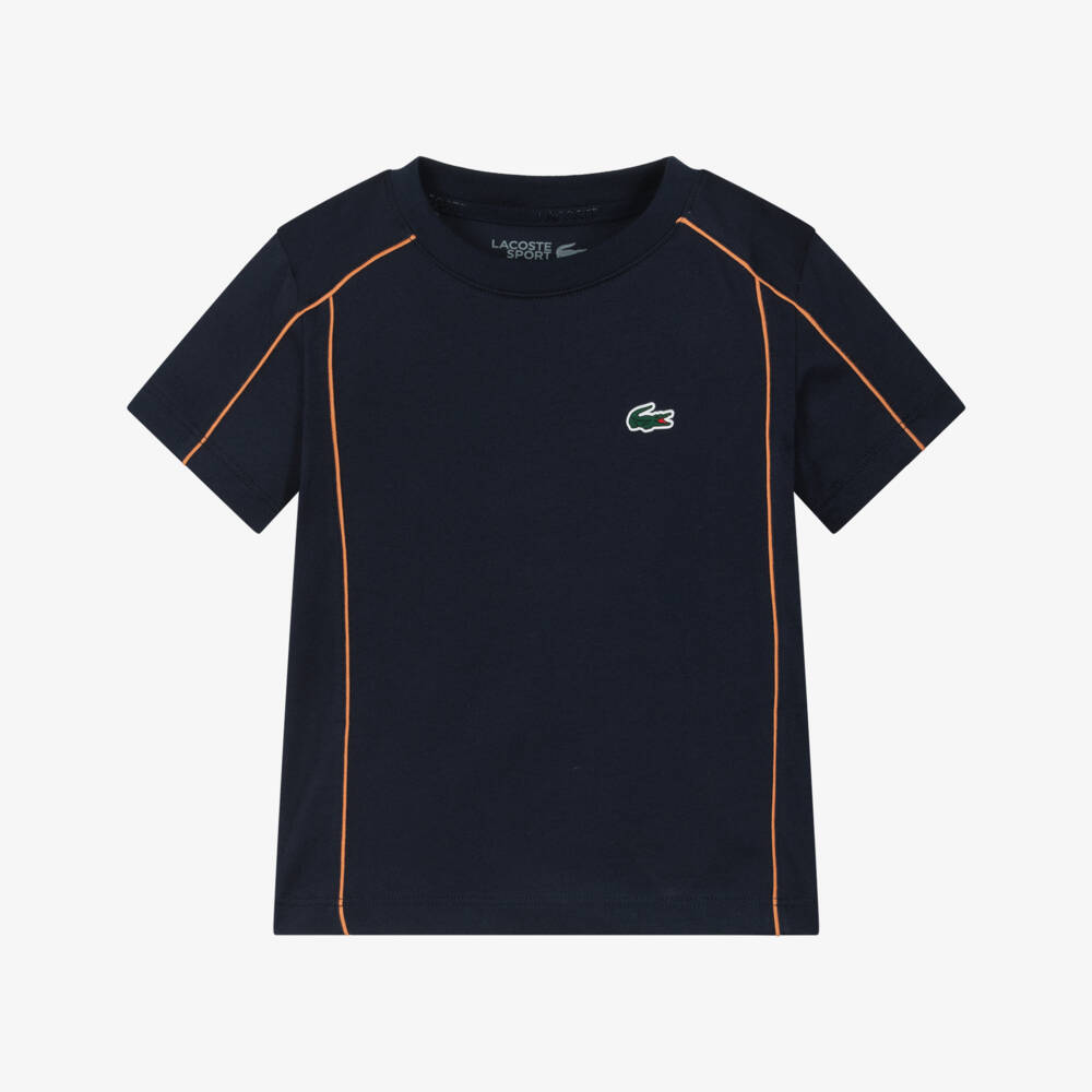 Lacoste-Boys Sporty Navy Blue Ultra Dry Jersey T-Shirt | Childrensalon