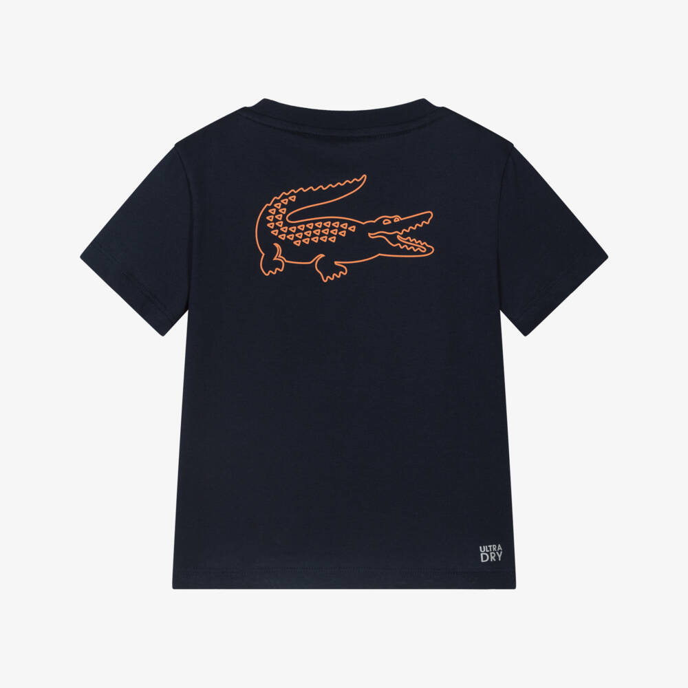 Lacoste-Boys Sporty Navy Blue Ultra Dry Jersey T-Shirt | Childrensalon
