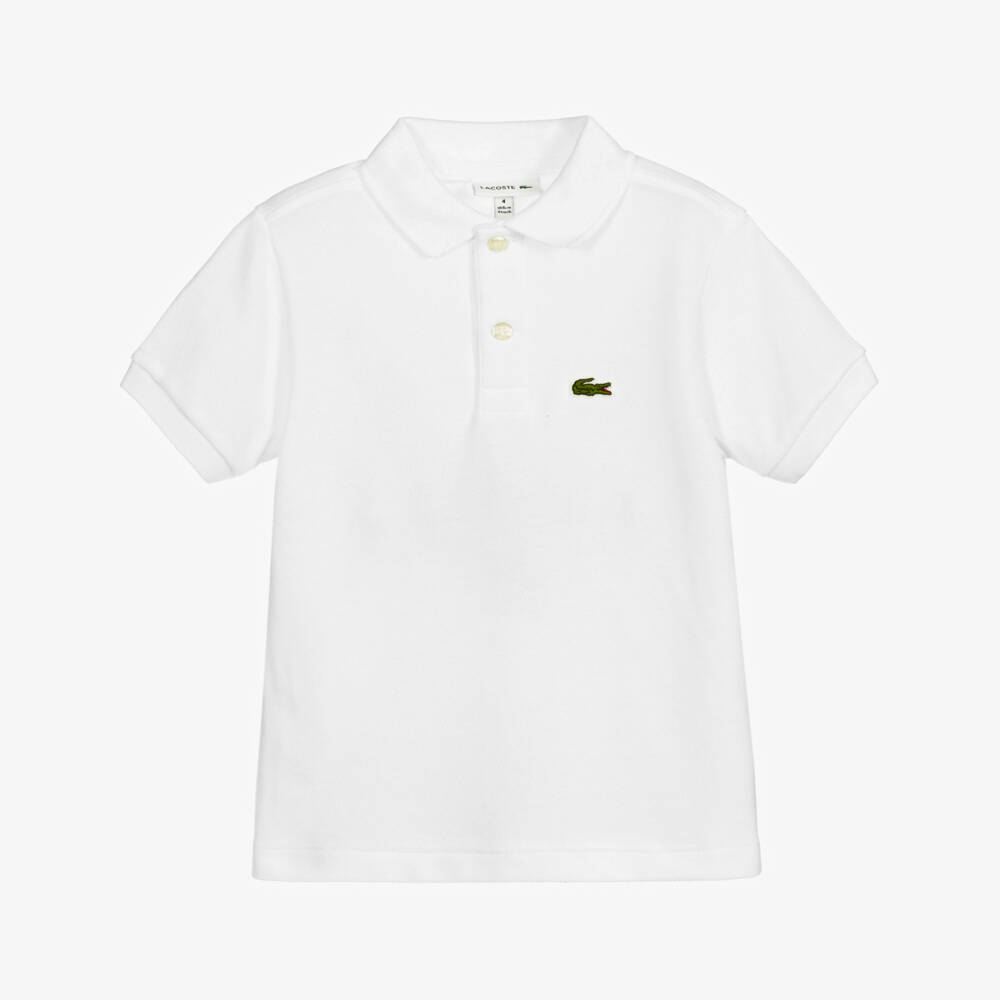 Lacoste-Boys White Cotton Piqué Polo Shirt | Childrensalon