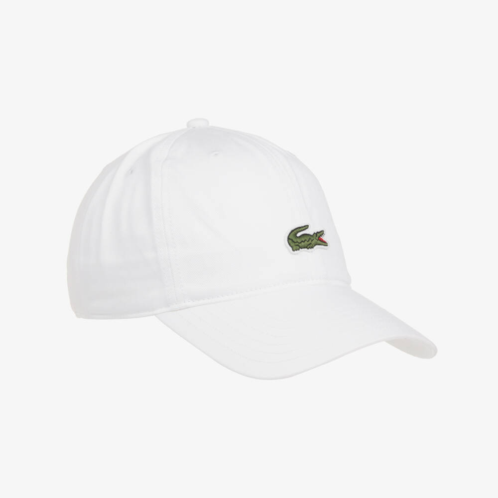 Lacoste-Boys White Cotton Twill Cap with Crocodile Logo | Childrensalon