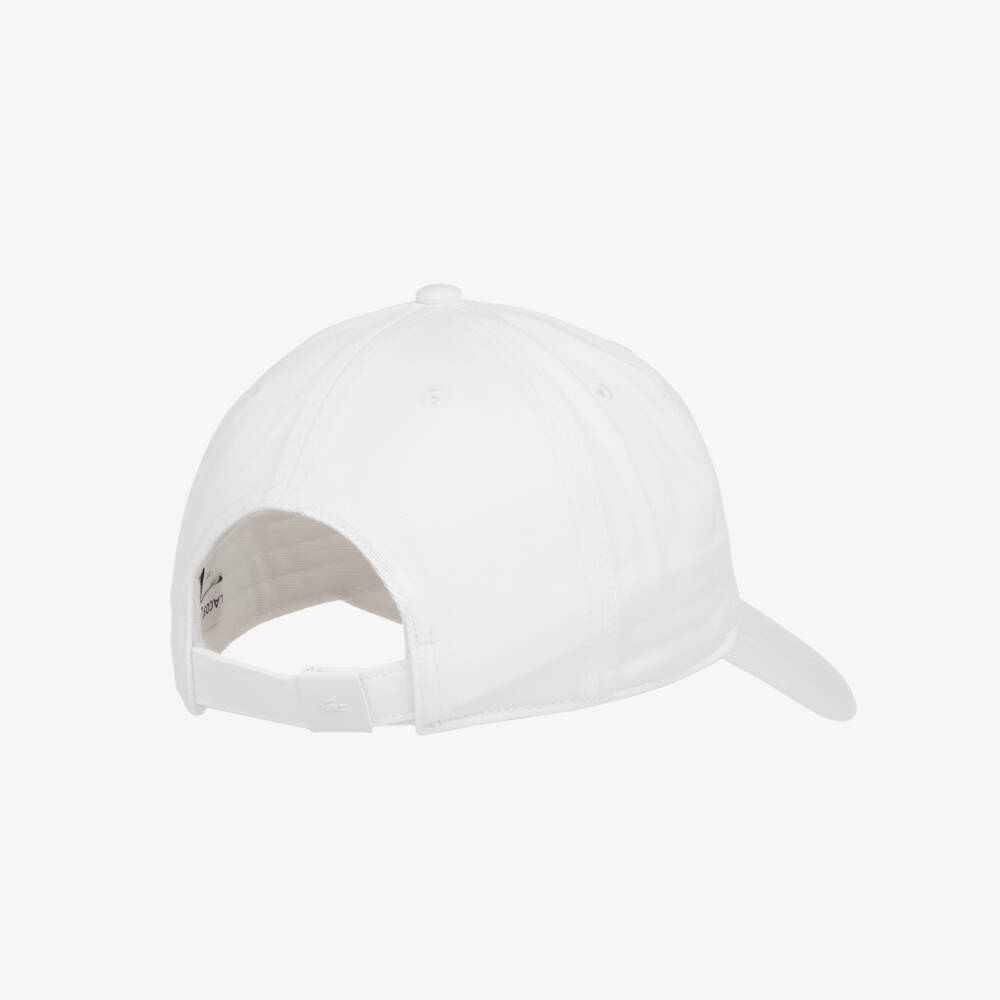 Lacoste-Boys White Cotton Twill Cap with Crocodile Logo | Childrensalon