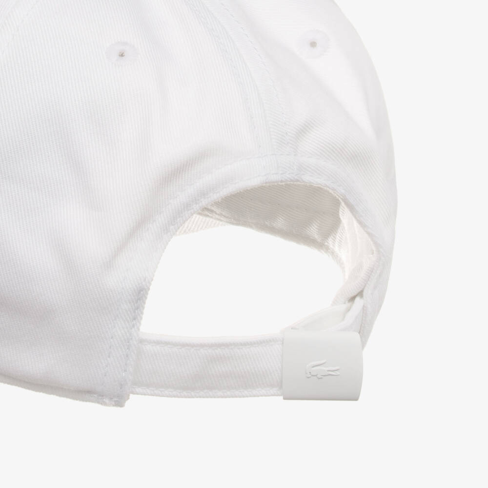 Lacoste-Boys White Cotton Twill Cap with Crocodile Logo | Childrensalon