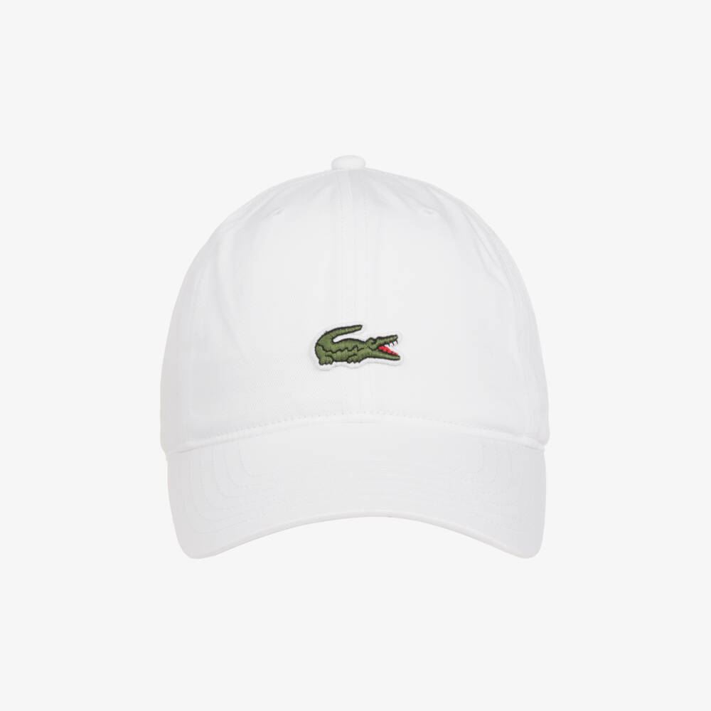 Lacoste-Boys White Cotton Twill Cap with Crocodile Logo | Childrensalon