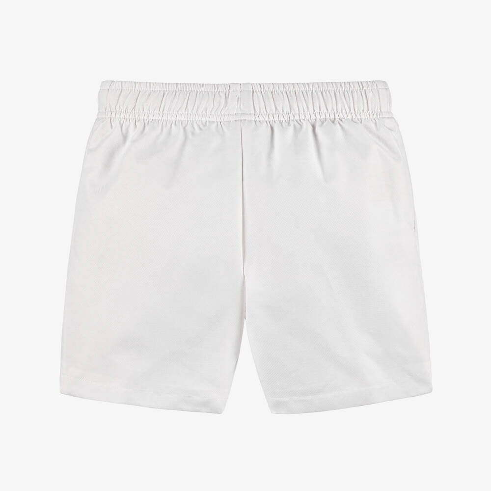 Lacoste-Boys White Crocodile Sports Shorts | Childrensalon