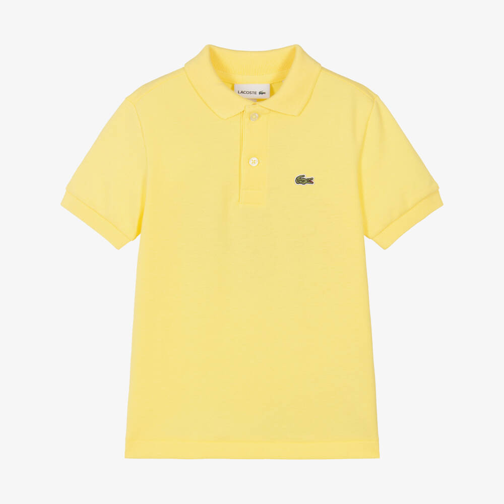Lacoste-قميص بولو بشعار التمساح قطن لون أصفر للأولاد | Childrensalon