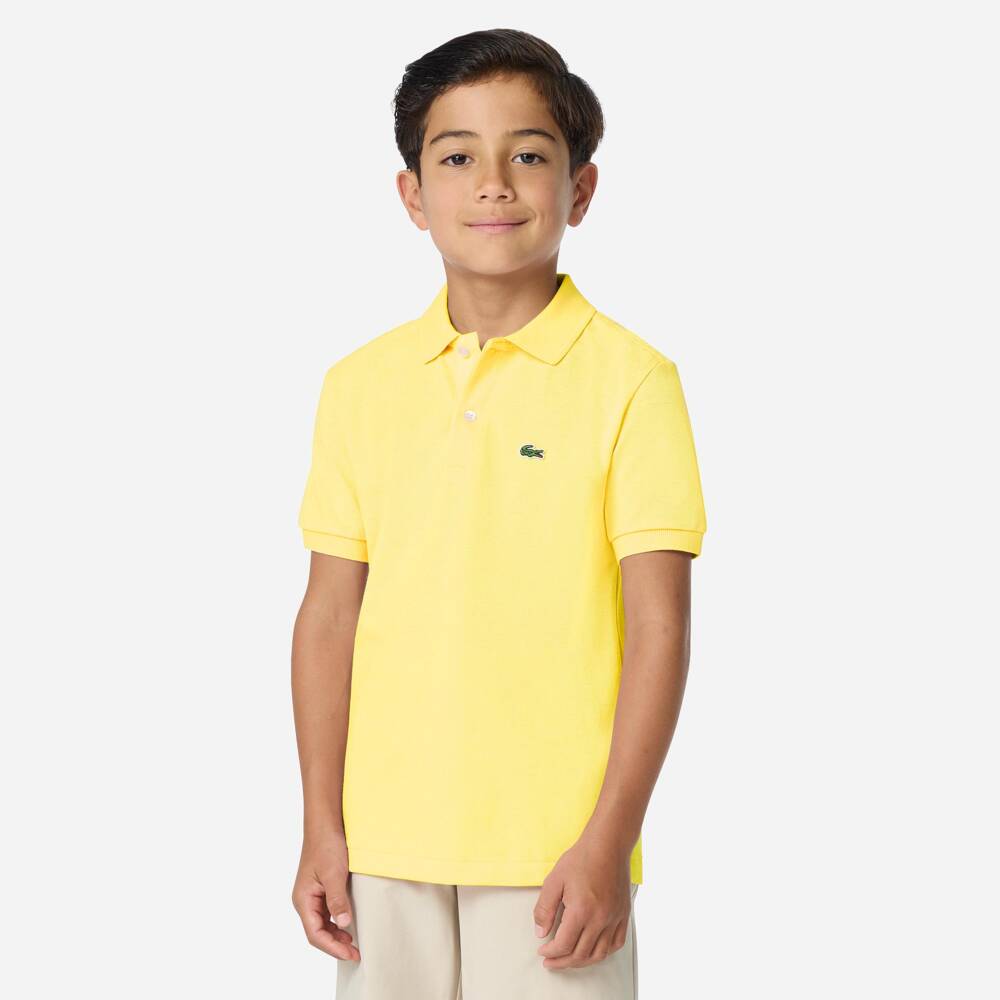 Lacoste-Boys Yellow Cotton Piqué Polo Shirt with Crocodile Logo | Childrensalon