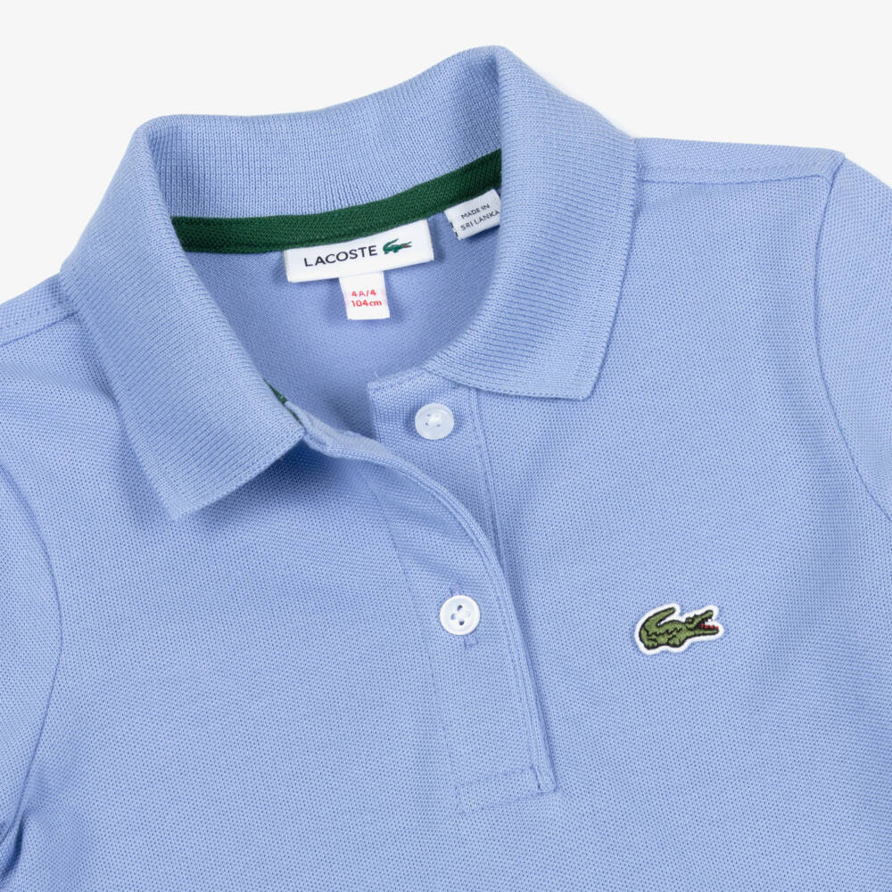 Lacoste-Girls Blue Cotton Piqué Polo Dress | Childrensalon
