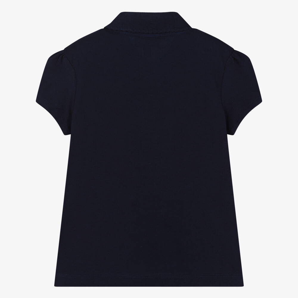 Lacoste-توب بولو قطن بيكيه لون كحلي للبنات | Childrensalon