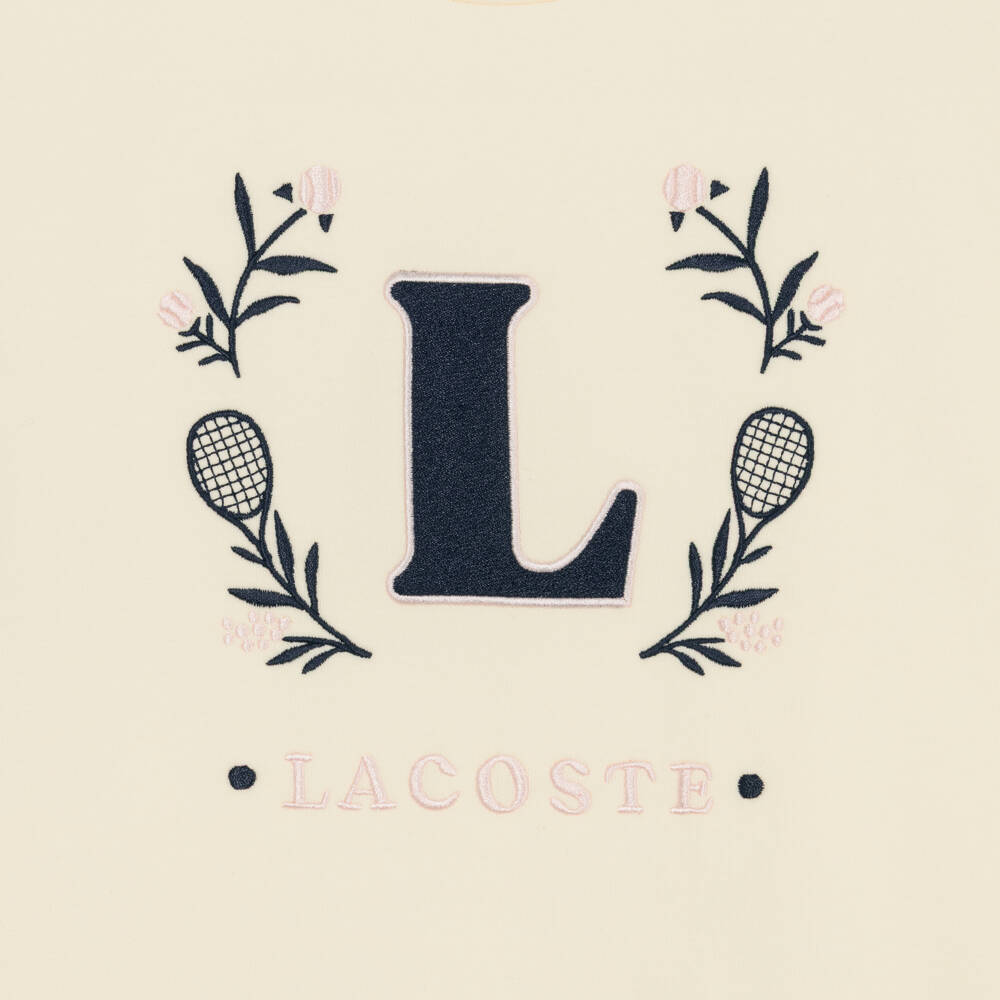 Lacoste-Girls Pale Yellow Tennis Logo Sweatshirt | Childrensalon