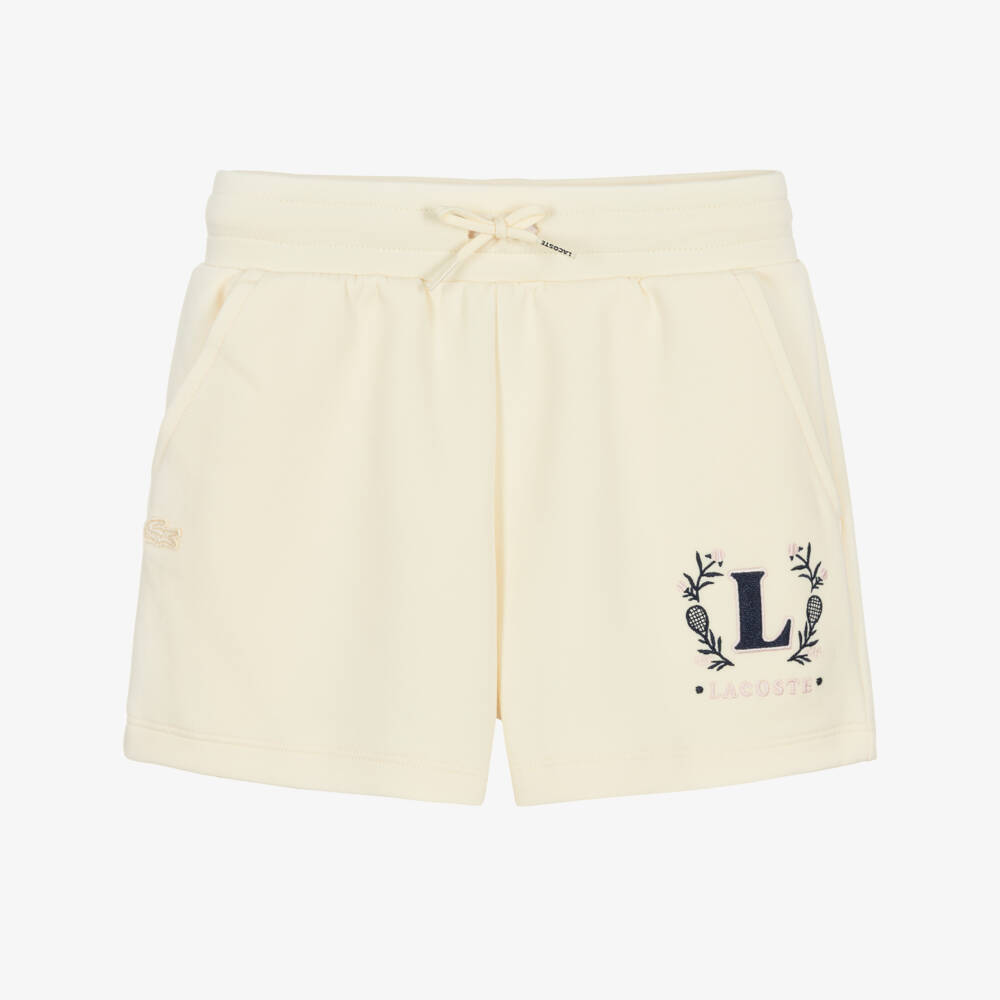 Lacoste-Girls Pale Yellow Tennis Shorts | Childrensalon