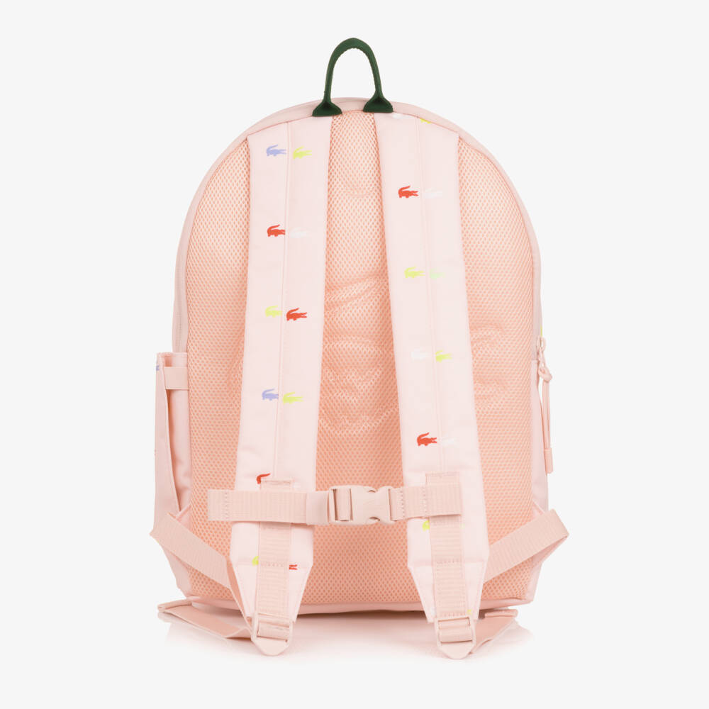 Lacoste-Рюкзак розовый с логотипом крокодила для девочек (42см) | Childrensalon