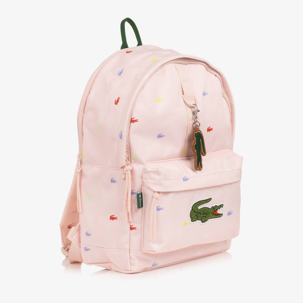 Lacoste-Рюкзак розовый с логотипом крокодила для девочек (42см) | Childrensalon