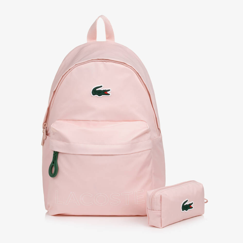 Lacoste-Girls Pink Backpack With Pencil Case (44cm) | Childrensalon