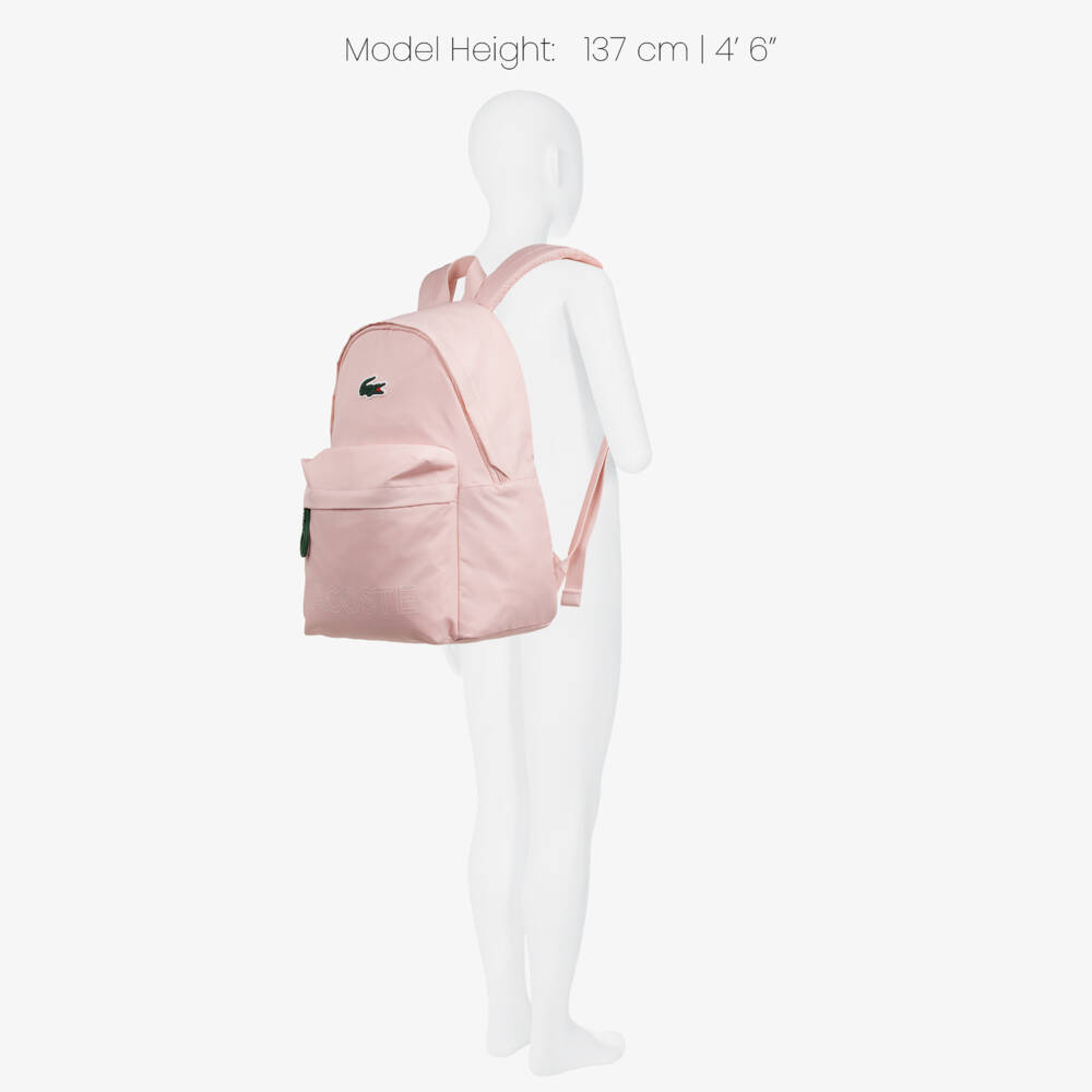 Lacoste-Girls Pink Backpack With Pencil Case (44cm) | Childrensalon