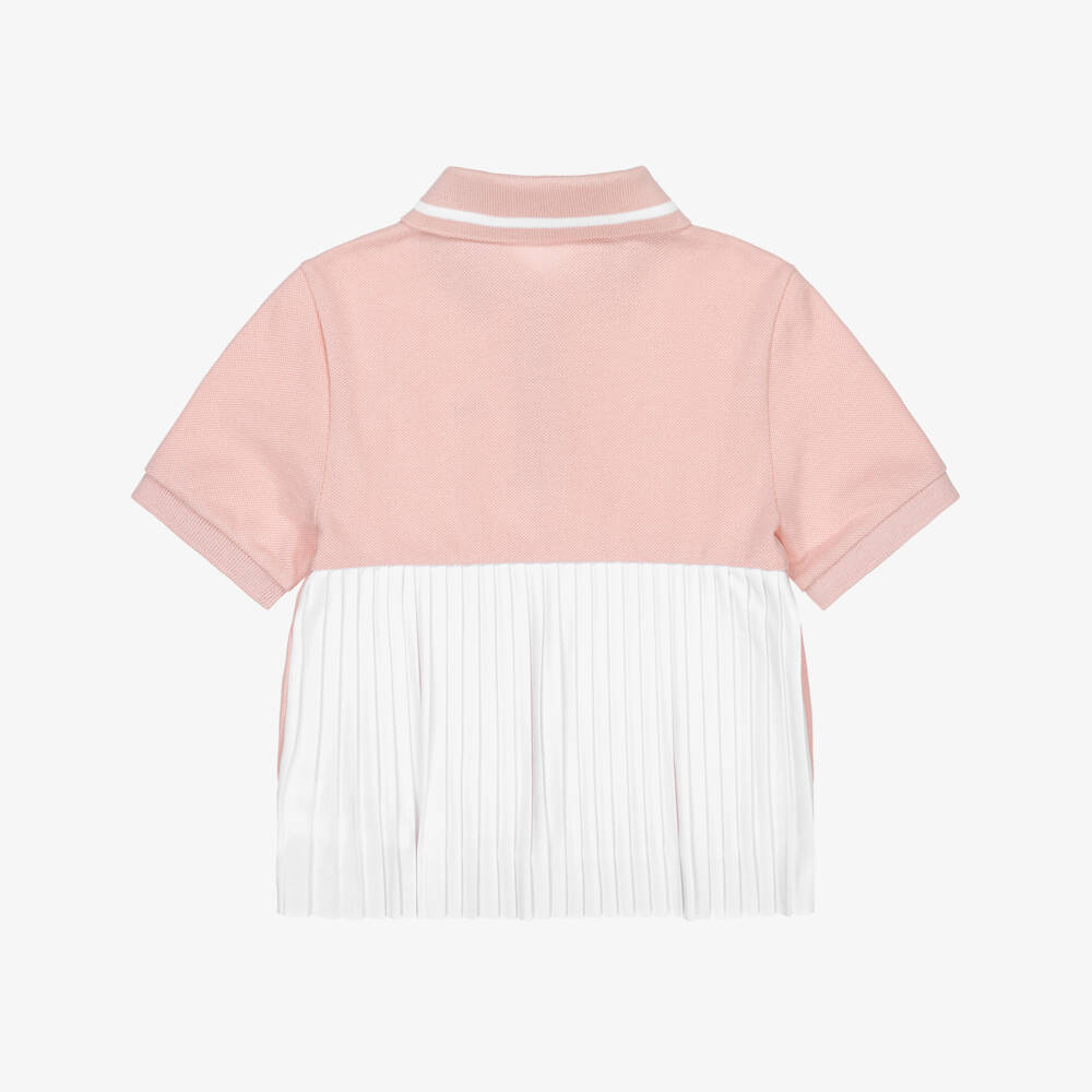 Lacoste Girls Oversized Polo Shirt in Ivory main image 1