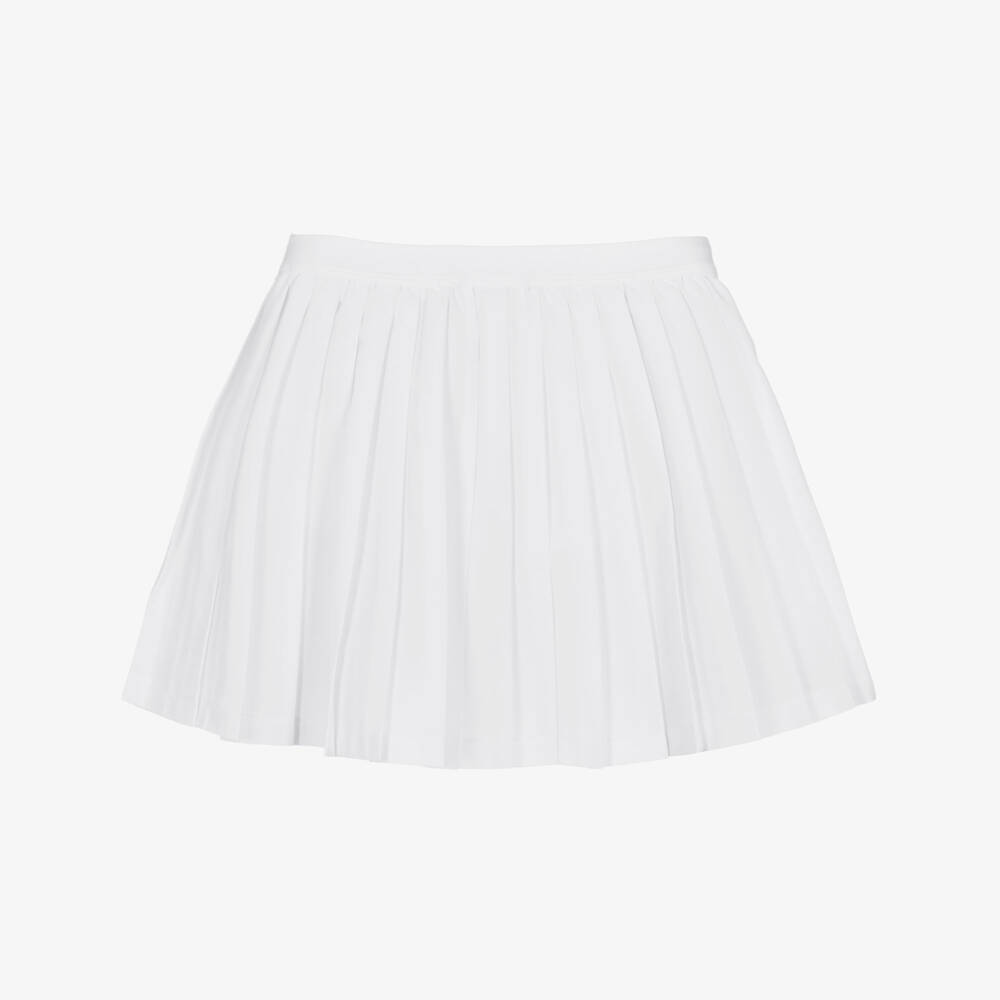 Lacoste Sport-Girls White Pleated Tennis Skirt with Integrated Shorts | Childrensalon