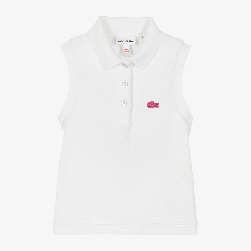 Lacoste-Girls White Sleeveless Cotton Towelling Top | Childrensalon
