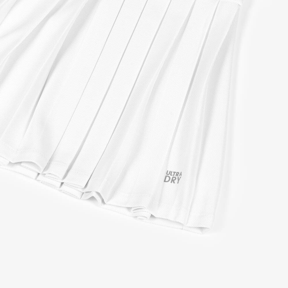 Lacoste Sport-Girls White Technical Polo Dress with Shorts | Childrensalon