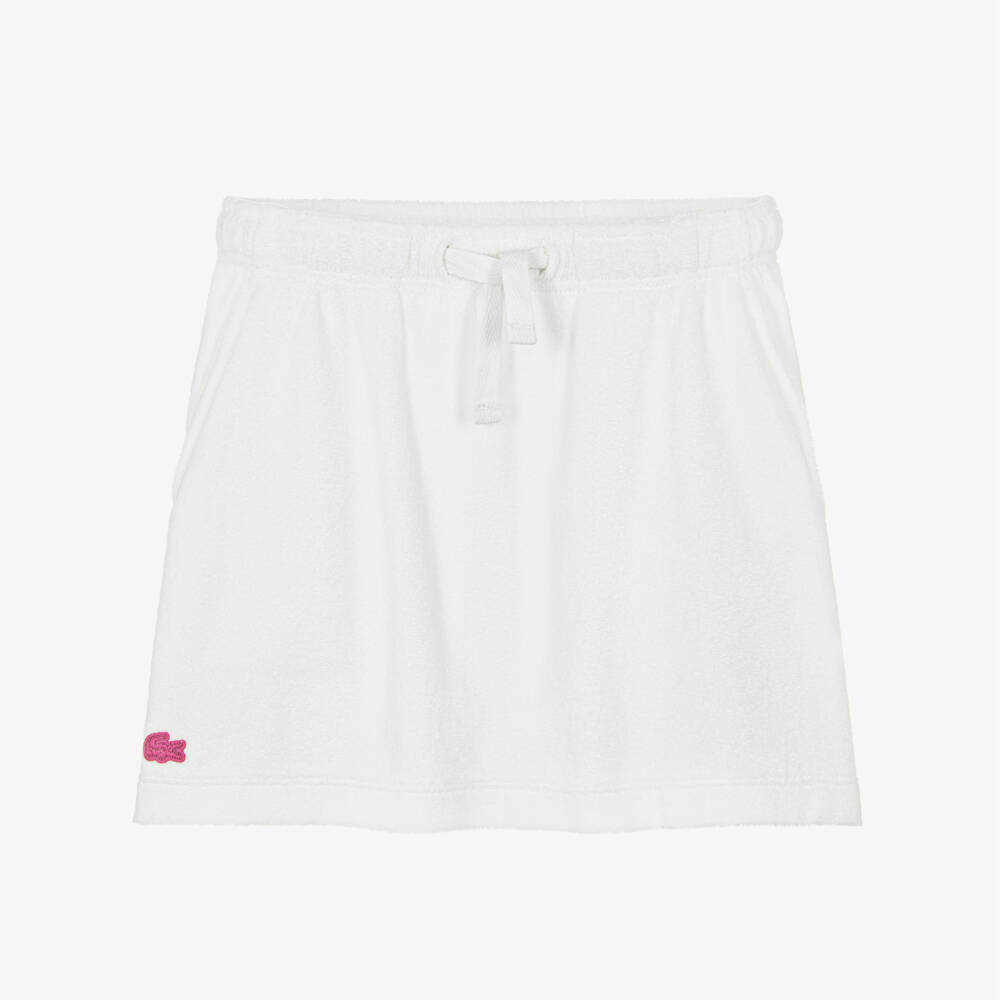 Lacoste-تنورة تيري بشعار التمساح لون أبيض للبنات | Childrensalon