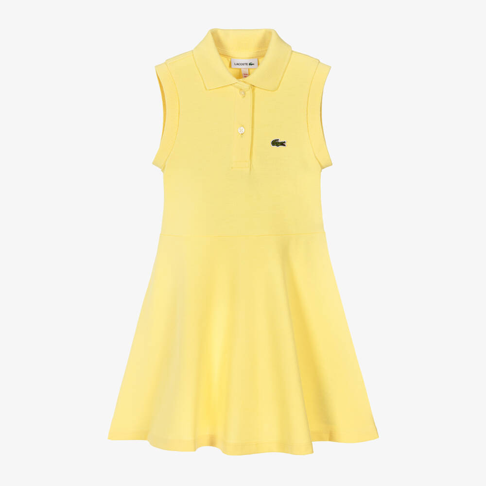 Lacoste-فستان بولو بدون أكمام قطن لون أصفر للبنات | Childrensalon