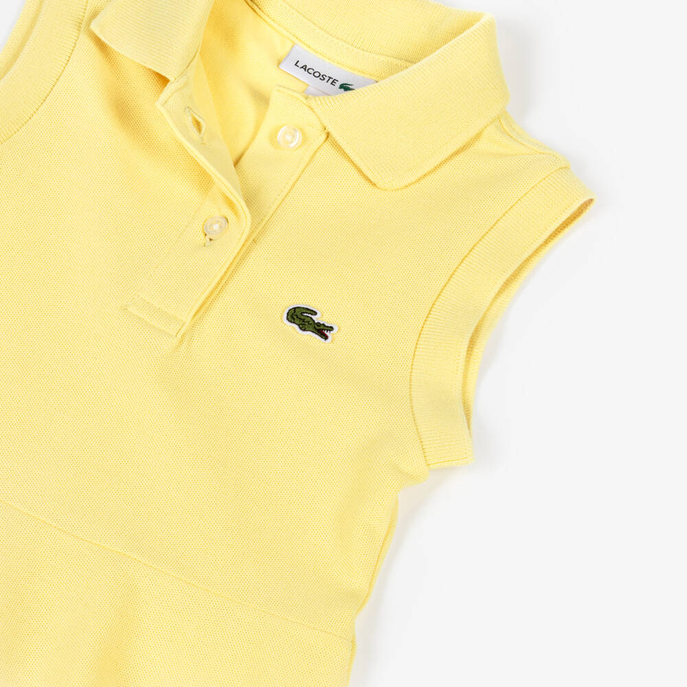 Lacoste-Платье поло без рукавов желтое хлопковое для девочек | Childrensalon