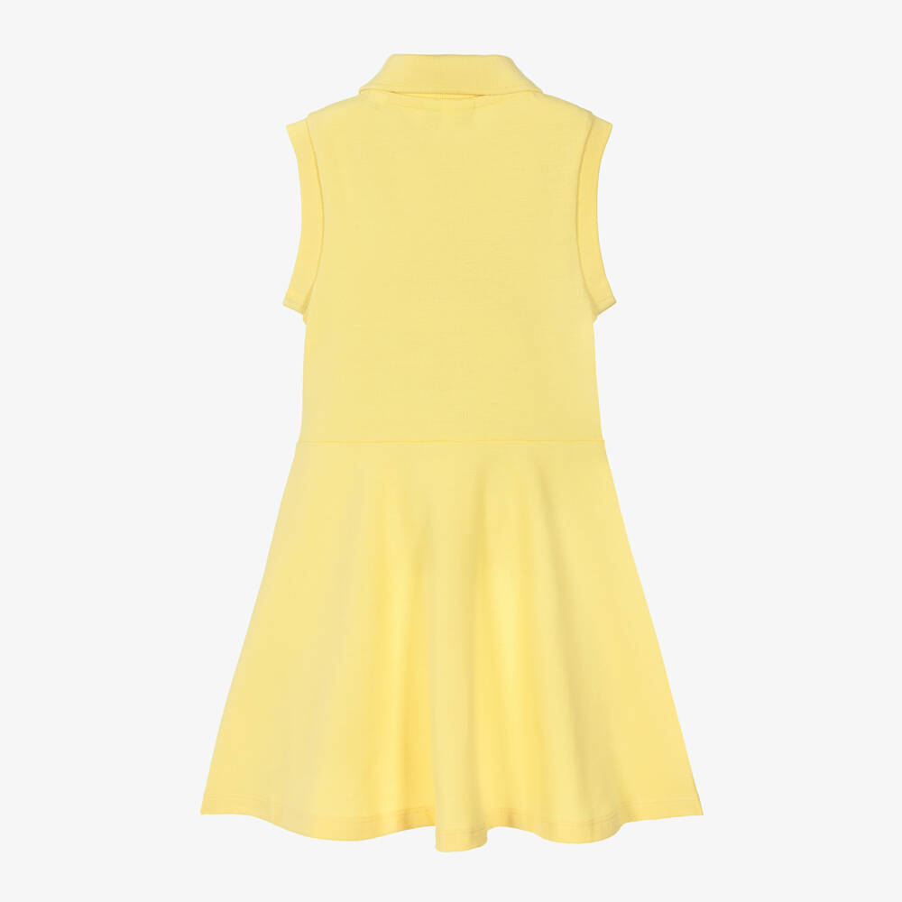Lacoste-Платье поло без рукавов желтое хлопковое для девочек | Childrensalon