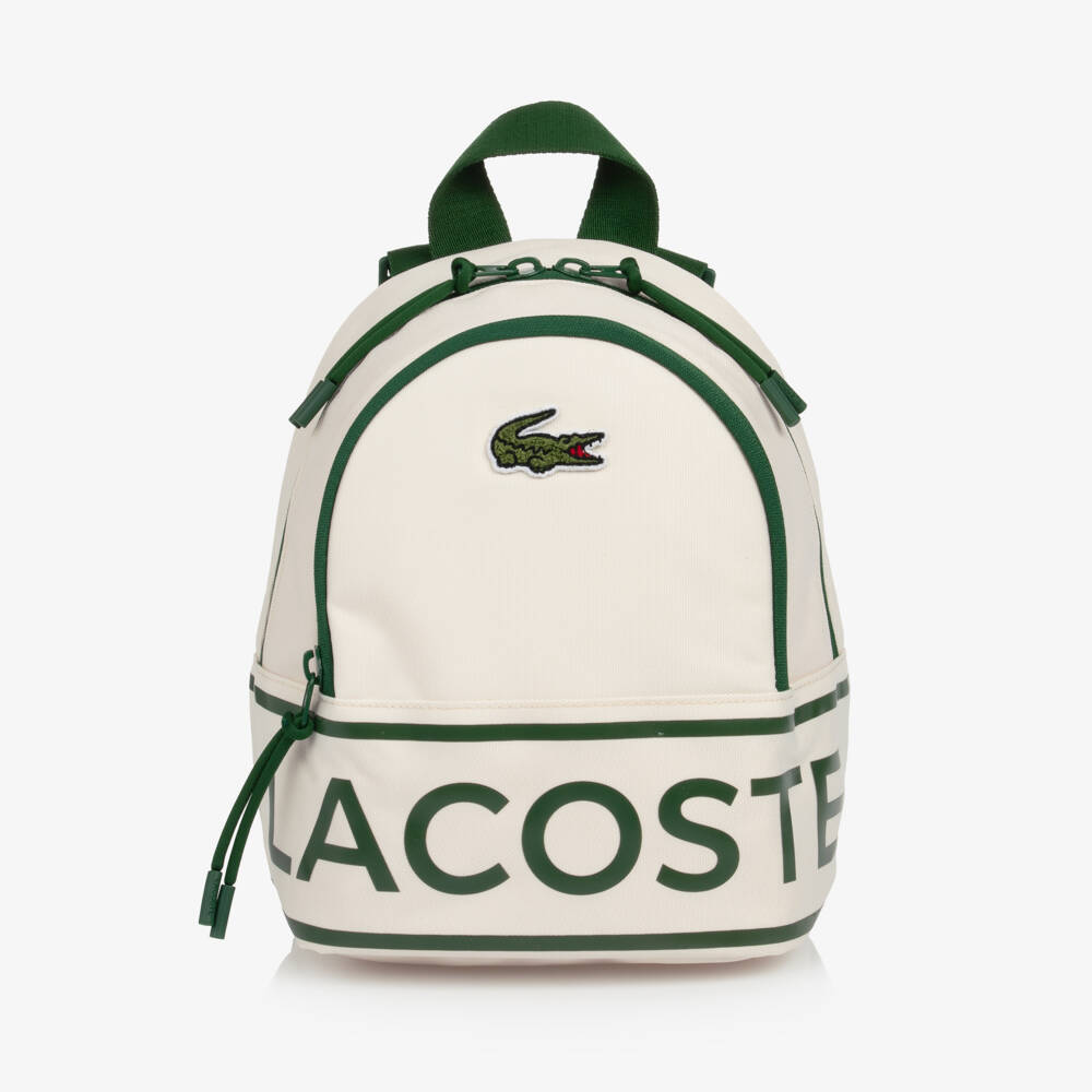 Lacoste-حقيبة ظهر كانفاس بشعار التمساح لون عاجي (25 سم) | Childrensalon
