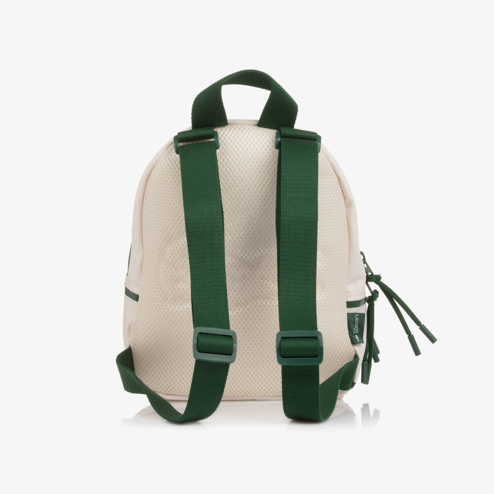 Lacoste-Ivory Canvas Crocodile Logo Backpack (25cm) | Childrensalon
