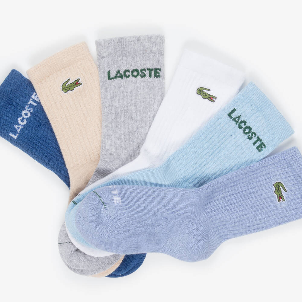 Lacoste-Multicolour Crocodile & Logo Socks (6 Pack) | Childrensalon