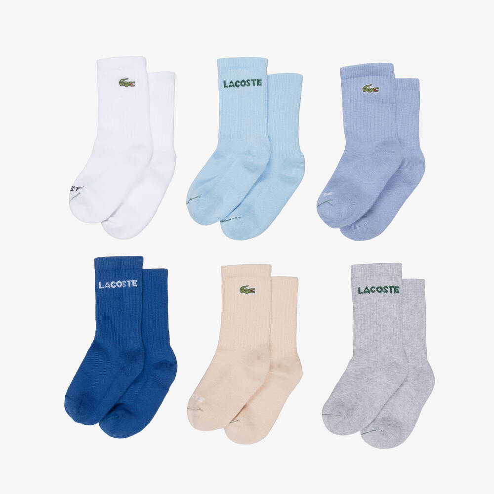 Lacoste-Multicolour Crocodile & Logo Socks (6 Pack) | Childrensalon