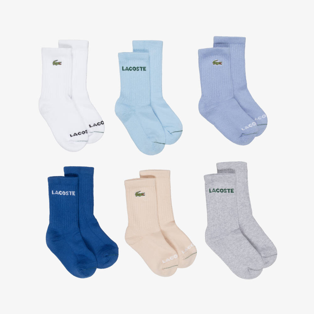 Lacoste-Multicolour Crocodile & Logo Socks (6 Pack) | Childrensalon