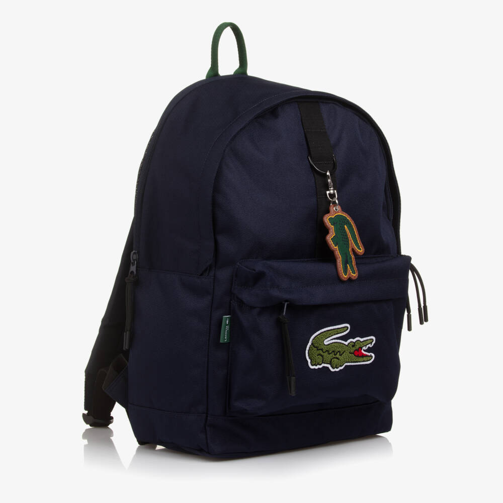 Lacoste-Рюкзак синий из канваса с логотипом крокодила (44см) | Childrensalon