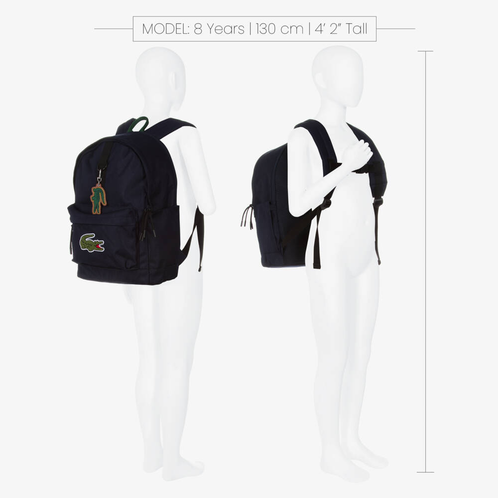 Lacoste-Рюкзак синий из канваса с логотипом крокодила (44см) | Childrensalon