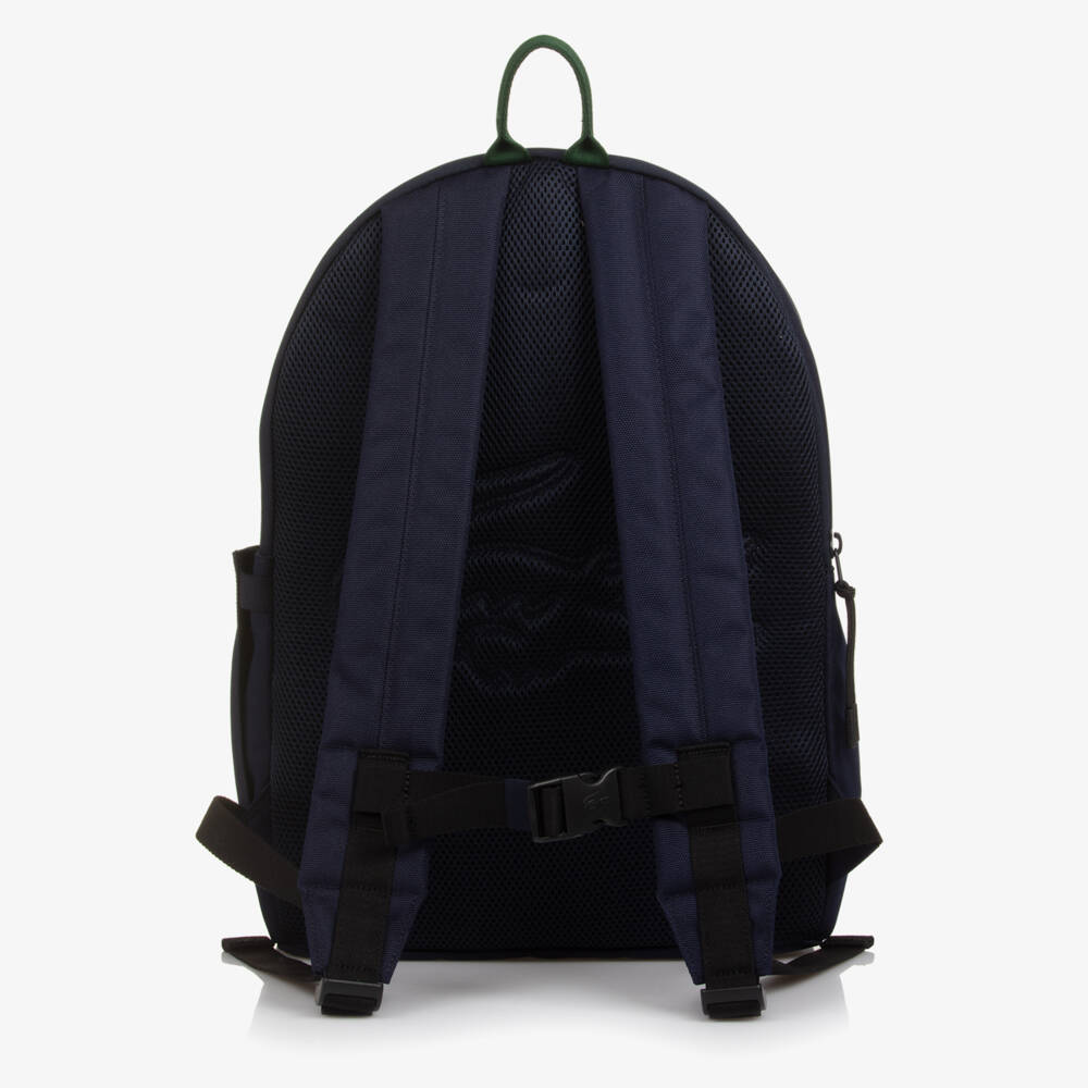 Lacoste-Рюкзак синий из канваса с логотипом крокодила (44см) | Childrensalon