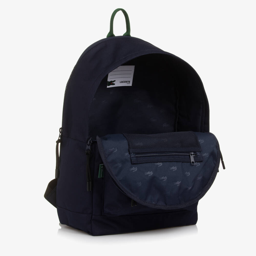 Lacoste-Рюкзак синий из канваса с логотипом крокодила (44см) | Childrensalon