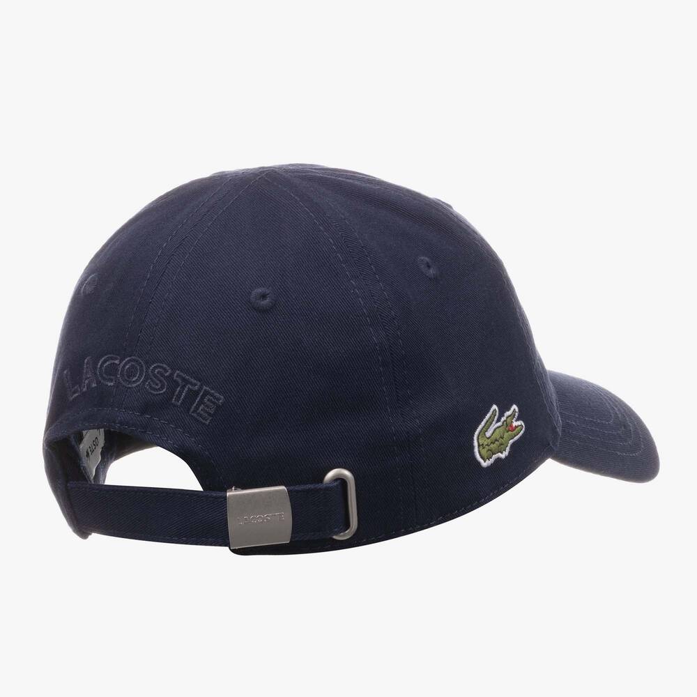 Lacoste-Navy Blue Cotton Twill Crocodile Cap | Childrensalon